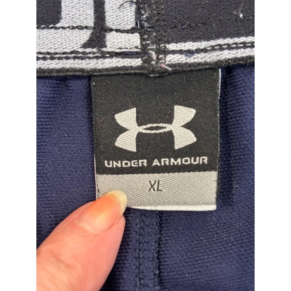 Under Armour Mens XL Navy Blue Gray Athletic Basketball Shorts Pockets